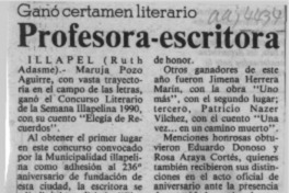 Profesora-escritora  [artículo] Ruth Adasme.