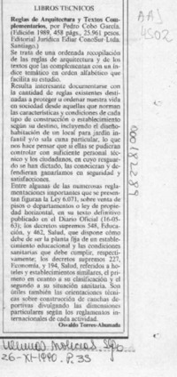 Reglas de arquitectura y textos complementarios  [artículo] Osvaldo Torres-Ahumada.