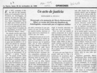 Un acto de justicia  [artículo] Bernardo A. Julio C.