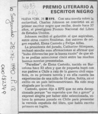 Premio literario a escritor negro  [artículo].