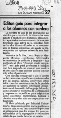 Editan guía para integrar a los alumnos con sordera  [artículo].