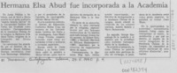 Hermana Elsa Abud fue incorporada a la Academia