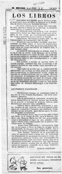 Los libros  [artículo] Ramón Riquelme.