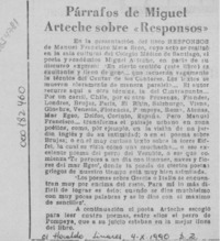 Párrafos de Miguel Arteche sobre "Responsos"  [artículo].