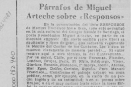 Párrafos de Miguel Arteche sobre "Responsos"  [artículo].