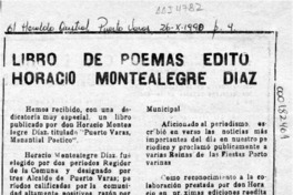 Libro de poemas editó Horacio Montealegre Díaz  [artículo].