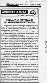 Parral y la historia de su vertiente maravillosa  [artículo] Orlando Gutiérrez Salinas.