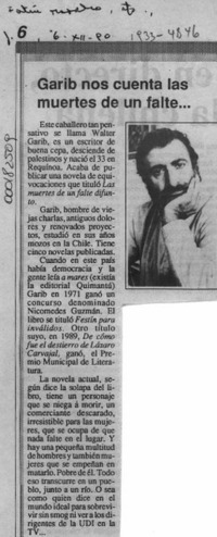 Garib nos cuenta las muertes de un falte --  [artículo].
