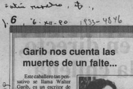 Garib nos cuenta las muertes de un falte --  [artículo].