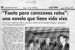 "Fiesta para corazones rotos", una novela que tiene vida viva  [artículo].