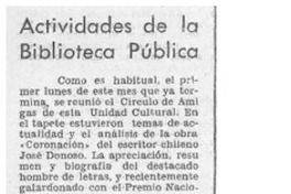 Actividades de la Biblioteca Pública  [artículo].
