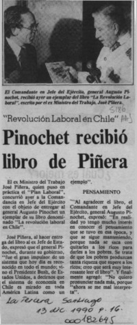 Pinochet recibió libro de Piñera  [artículo].
