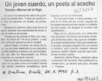 Un joven cuerdo, un poeta al acecho  [artículo] Alfonso de la Vega.