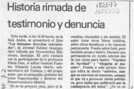 Historia rimada de testimonio y denuncia  [artículo].