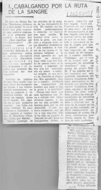 Cabalgando por la ruta de la sangre  [artículo] Felipe Alliende.