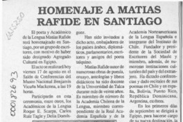 Homenaje a Matías Rafide en Santiago  [artículo].