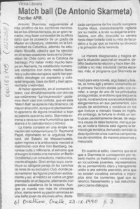 Match ball (de Antonio Skármeta)  [artículo] Apir.