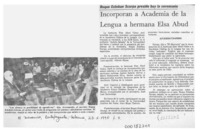 Incorporan a Academia de la Lengua a hermana Elsa Abud  [artículo].