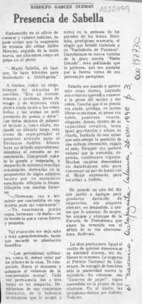 Presencia de Sabella  [artículo] Rodolfo Garcés Guzmán.