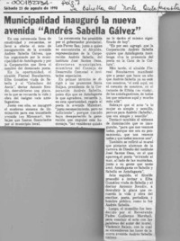 Municipalidad inauguró la nueva avenida "Andrés Sabella Gálvez"  [artículo].