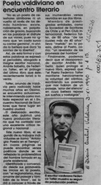 Poeta valdiviano en encuentro literario  [artículo].