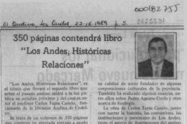 350 páginas contendrá libro "Los Andes, históricas relaciones"