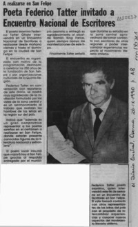 Poeta Federico Tatter invitado a encuentro nacional de escritores  [artículo].