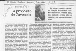 A propósito de Juvencio  [artículo] Claudio Núñez.