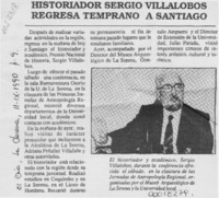Historiador Sergio Villalobos regresa temprano a Santiago