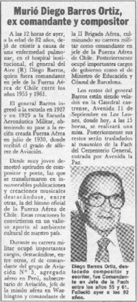 Murió Diego Barros Ortiz, ex comandante y compositor