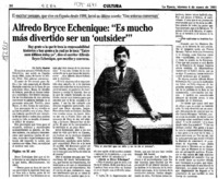 Alfredo Bryce Echenique, "Es mucho más divertido ser un 'outsider'"  [artículo].