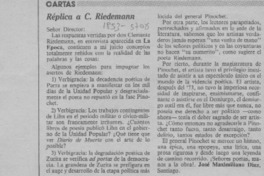 Réplica a C. Riedemann  [artículo] José Maximiliano Díaz.