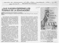 Qué pueden esperar los pobres de la educación?  [artículo] Francisco Raynaud López.
