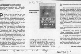 Grandes escritores chilenos  [artículo] Hernán Poblete Varas.