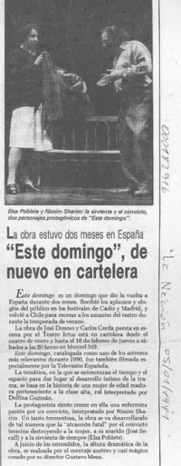 "Este domingo", de nuevo en cartelera  [artículo].