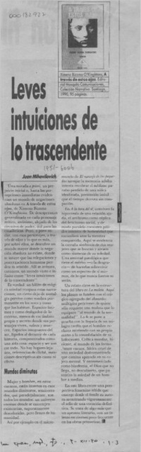 Leves intuiciones de lo trascendente  [artículo] Juan Mihovilovich.
