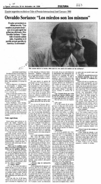 Osvaldo Soriano, "Los miedos son los mismos"  [artículo] Antonio Martínez.