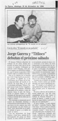 Jorge Guerra y "Titiloco" debutan el próximo sábado  [artículo].