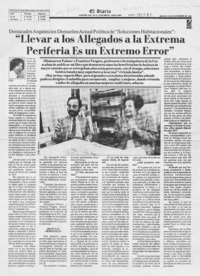 "Llevar a los allegados a la extrema periferia es un extremo error"  [artículo] F. V. D.