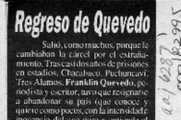 Regreso de Quevedo  [artículo] C. de S.