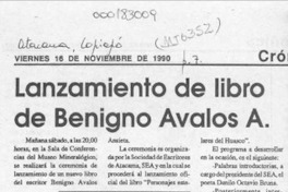Lanzamiento de libro de Benigno Avalos A.  [artículo].