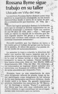 Rossana Byrne sigue trabajo en su taller  [artículo].