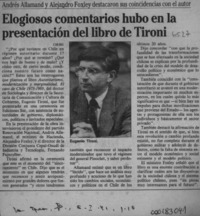 Elogiosos comentarios hubo en la presentación del libro de Tironi  [artículo].