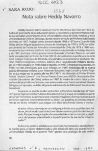 Nota sobre Heddy Navarro  [artículo] Sara Rojo.