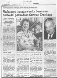 Mañana se inaugura en La Serena un busto del poeta Juan Guzmán Cruchaga  [artículo].