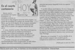 En el cuarto centenario  [artículo] Daniel de la Vega.