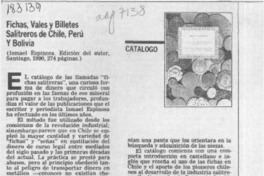 Fichas, vales y billetes salitreros de Chile, Perú y Bolivia  [artículo] Tomás P. Mac Hale.
