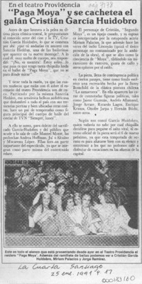 "Paga Moya" y se cachetea el galán Cristián García Huidobro  [artículo].