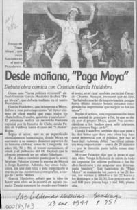 Desde mañana, "Paga Moya"  [artículo].
