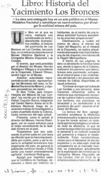 Libro, historia del yacimiento Los Bronces  [artículo].